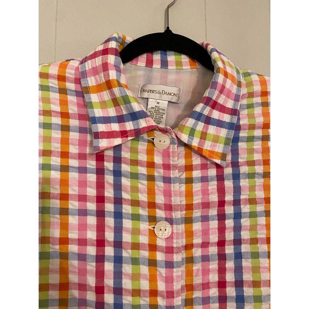 Draper's & Damon's Seersucker Rainbow Gingham Light Weight Jacket Med Dopamine - Picture 3 of 9